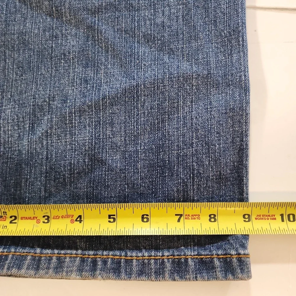DKNY California Mens Jeans 34x30 Blue Relaxed Straight Flap Pocket Embroidered